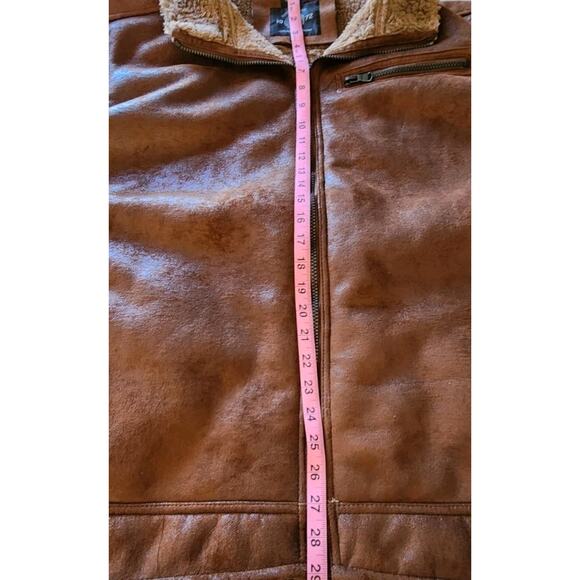 Buffalo David Bitton Men's Brown Faux Leather Sherpa Lined Aviator Jacket 4X Big - Picture 7 of 11